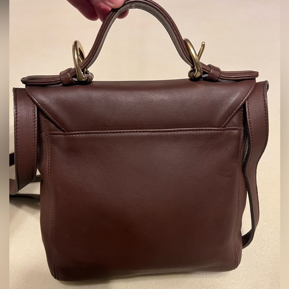 Coach Brown Leather Top-Handle Satchel with Gold Hardware - Picture 6 of 16